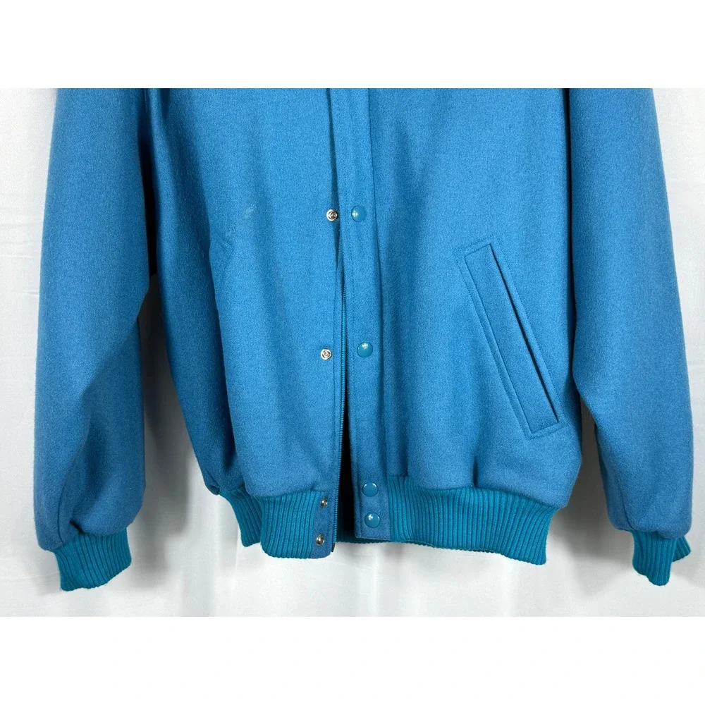 Vintage Chemise Lacoste Blue Wool Bomber Jacket Made in France‎ Size 4 Mens L